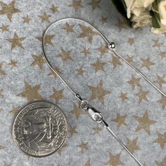 NEW 18" Real Silver Square Snake Chain & Bead Stationed Necklace - Picture 7 of 7